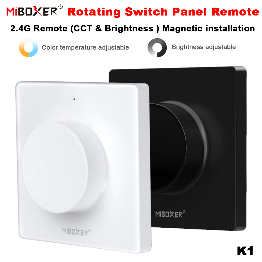 Miboxer K1 2,4 GHz drehbarer Panel-Fernschalter, kabellos, dimmbar, Helligkeit, Farbtemperatur für Leuchten/Controller
