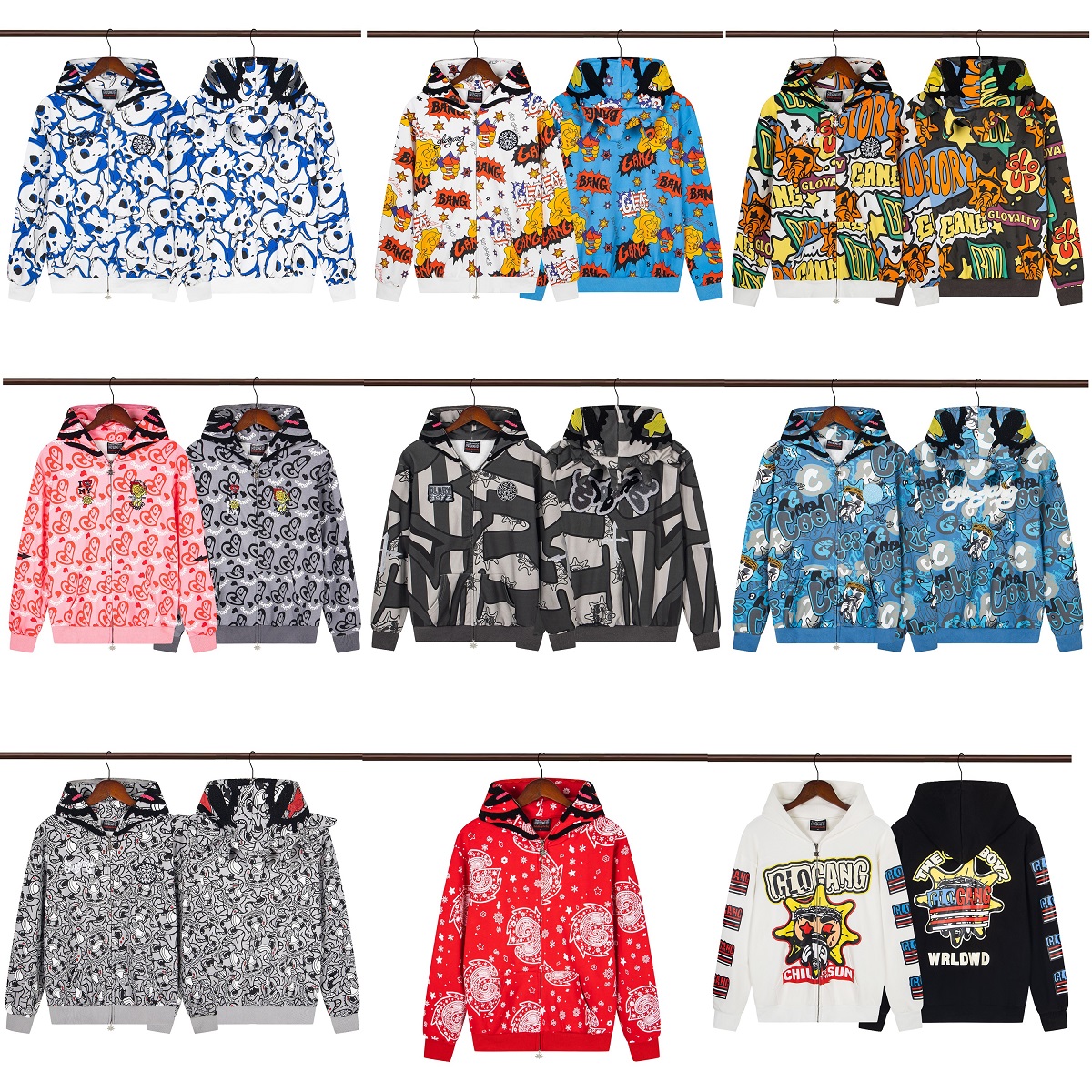 Glo Gang The Glory sweat à capuche zippé complet Camouflage Cardigan hommes femmes 1:1 meilleure qualité surdimensionné à capuche