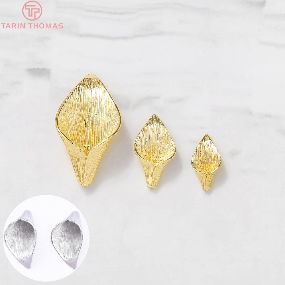 (3603)6 uds 8x14MM 10x19MM 24K Color dorado plateado latón flor de lirio tapas de cuentas tapas de borlas accesorios de joyería de calidad alta