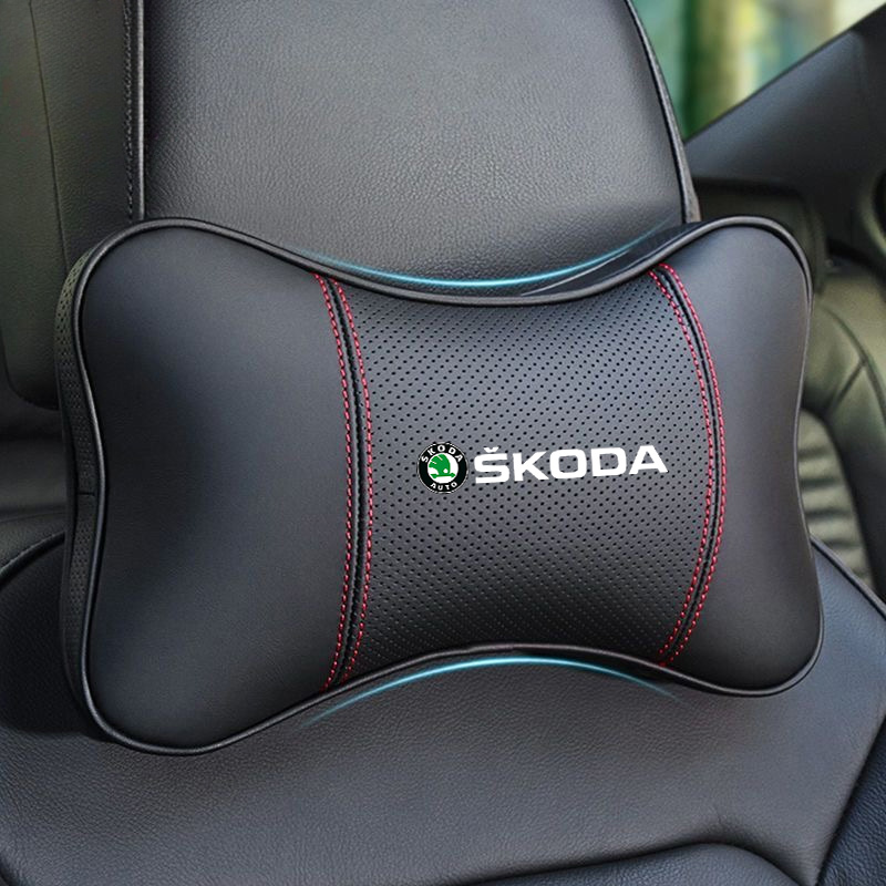 1 stks Autostoel Hoofdsteun Auto Logo Nekkussen Voor Skoda Octavia Superb Rapid Kodiaq Karoq Fabia auto accessoires interieur