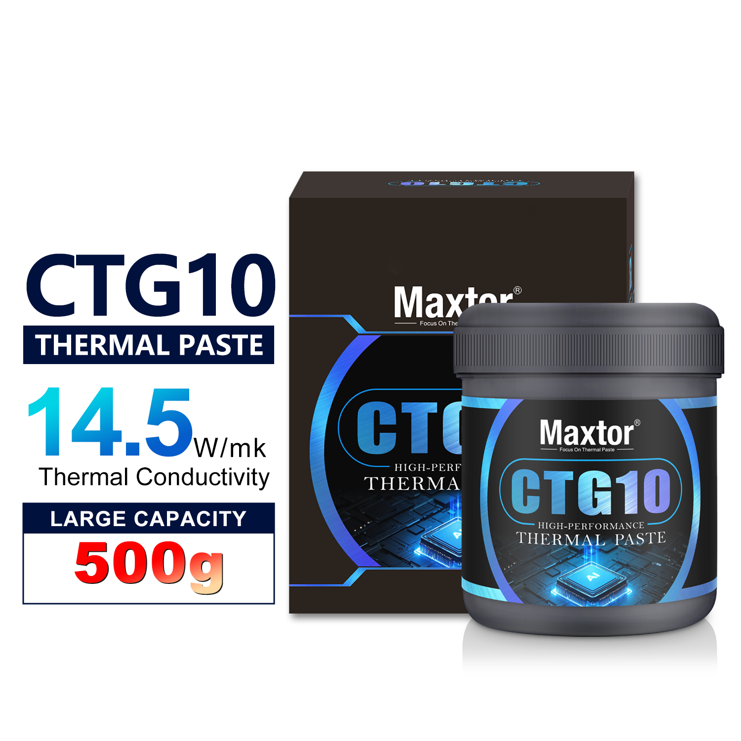 Термопаста Maxtor CTG10, 500 г, эффективная термопроводящая смазка для игрового ПК, PS5, процессора, графического процессора, охлаждения