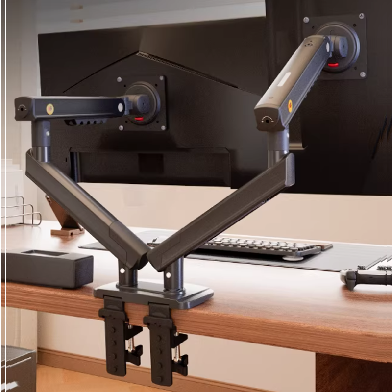 Suporte de Mesa para Monitor Duplo NB NEW A5C F160 com Mola a Gás, 10'-27', Braços Duplos de 2-9kg, Rotação 360° para Tela de Computador