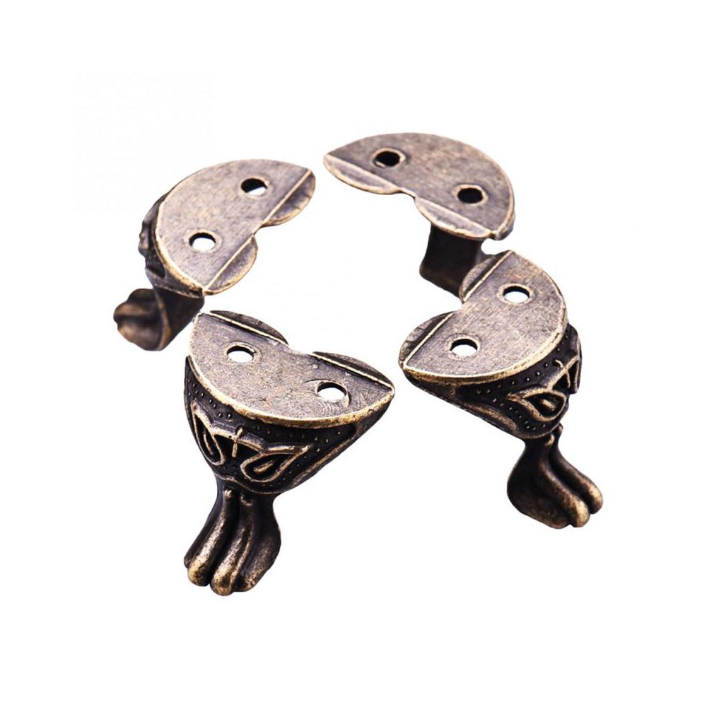 Soportes de esquina de caja de Metal, caja de joya de madera de aleación tallada Vintage, Hardware decorativo, Protector de patas, accesorios para muebles, 4 Uds.