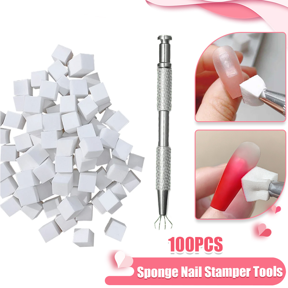 50PCSฟองน้ําGradient Nail Art Stamperเครื่องมือเจลสีGradientแปรงGlitter Powder Dottingปากกาสําหรับอุปกรณ์แต่งเล็บ
