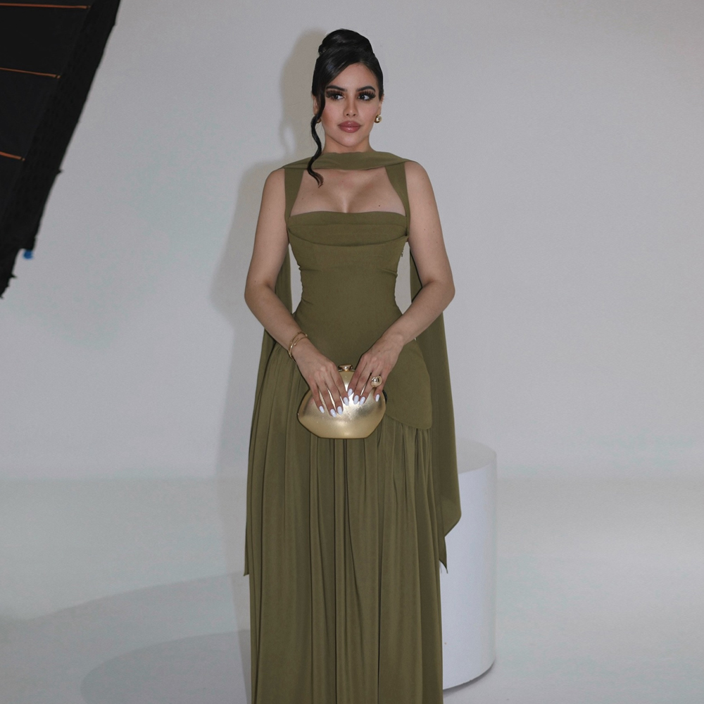 Mingmingxi Damen-Maxikleid zum Schnüren, ärmellos, verstellbare Spaghettiträger, Partykleid mit Schal, Sommer-Urlaubsoutfit