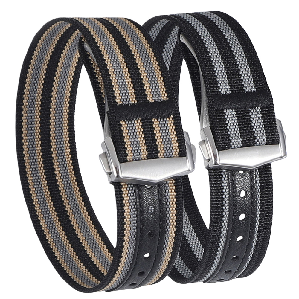 Pasek do zegarka premium, prążkowany, z zapięciem motylkowym, nylonowy, 20mm 22mm, pasek do zegarka Omega, składane zapięcie, sportowa opaska na nadgarstek dla mężczyzn.