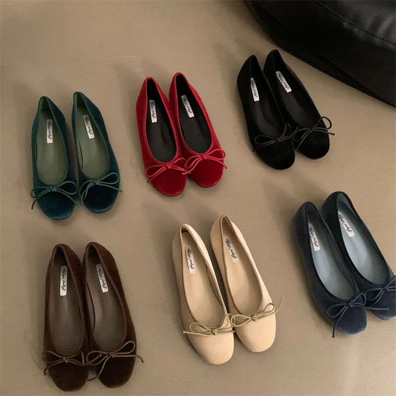 Bailamos Brand New Women Velvet Flats Fashion Round Toe Shallow Mary Jane Shoes Soft Casual ballerine scarpe Slingback Muje