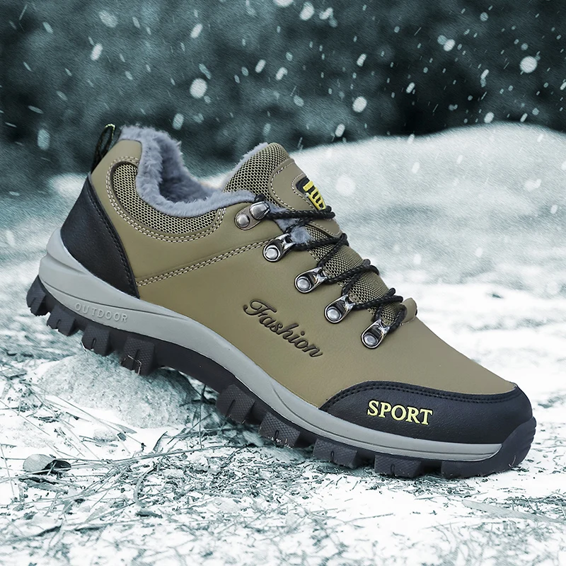 Bottes de neige décontractées imperméables pour hommes, chaussures de randonnée chaudes, chaussures de travail en plein air, haute qualité, plus coton, à la mode