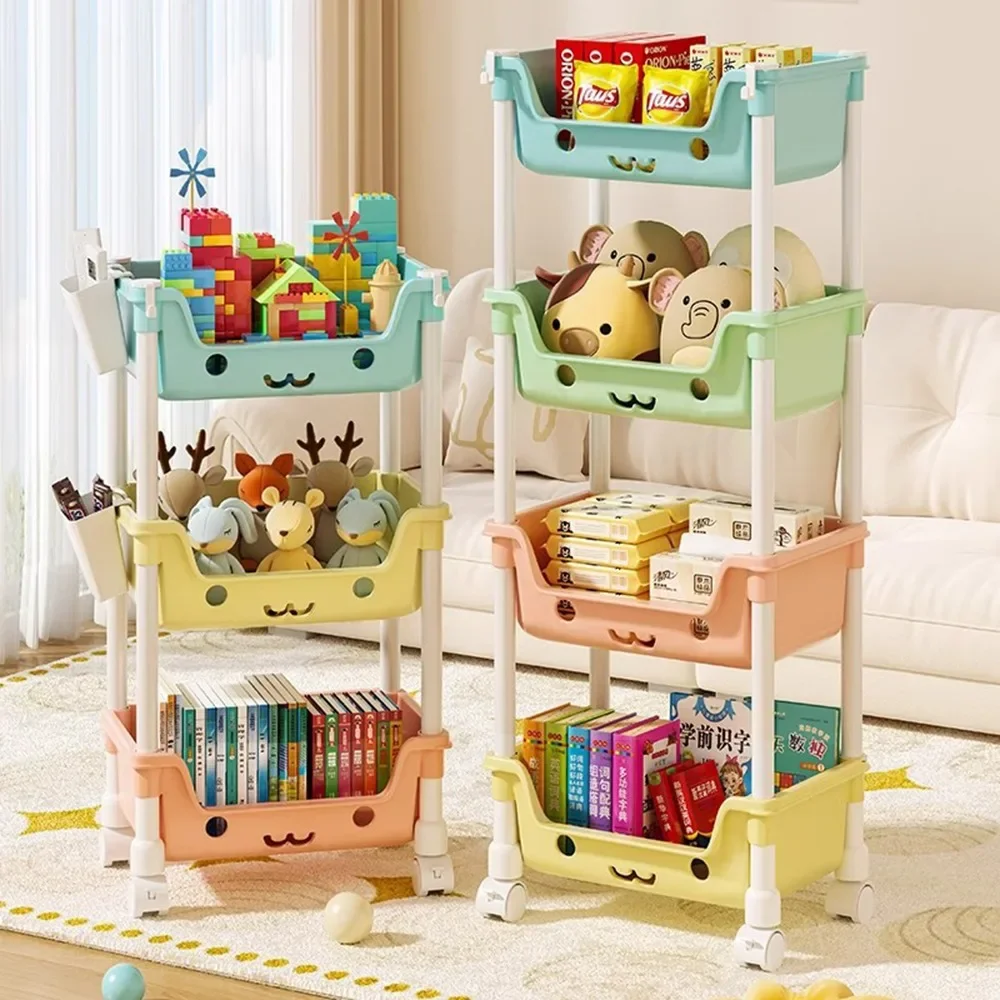Carrito de almacenamiento de juguetes para niños, estantería giratoria, estante móvil para el hogar