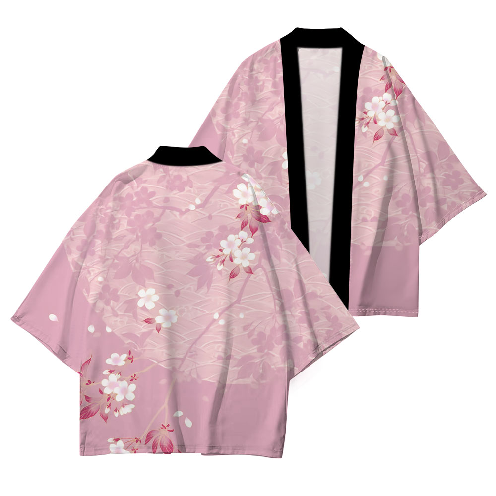 Japanese Traditional Cherry Graphic Women Kimono Fashion Blossom Printed Casual Comfort Haori Japan High Quality Unisex Yukata