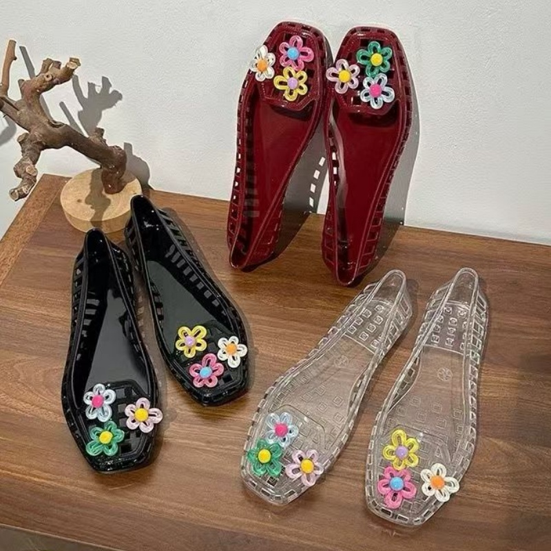 Zapato de dopamina kawaii ahuecado, zapatos de gelatina de flores hechos a mano elegantes, zapatos con agujeros y hebilla, accesorios para zapatos DIY, joyería, zapatos de Ballet