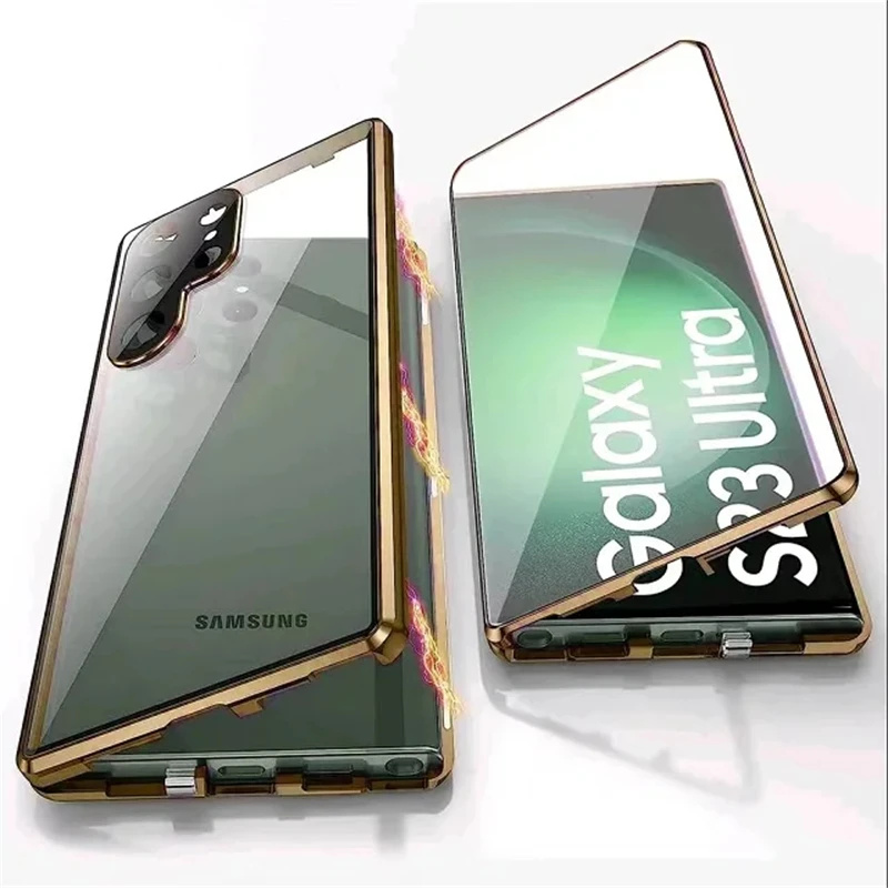 360 Β° Protezione completa Chiusura magnetica a scatto Lente in vetro bifacciale Proteggi la custodia del telefono per Samsung S25 S24 S23 S22 S21 Ultra Plus FE