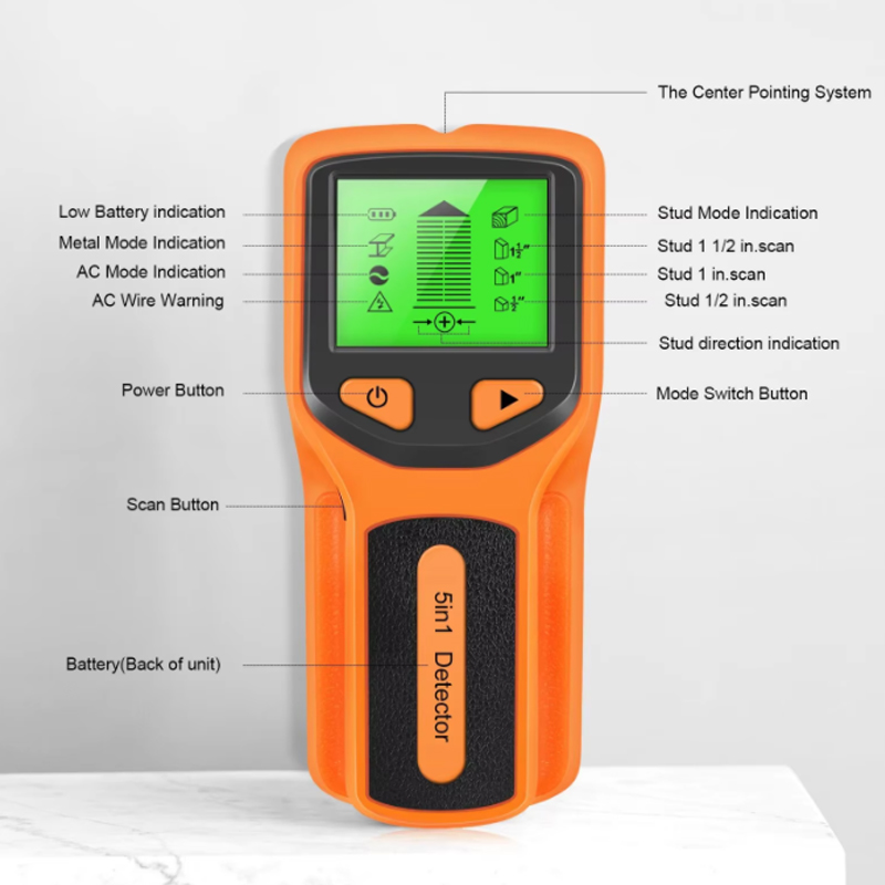 Localizzatore elettronico del sensore a vite per scanner da parete portatile con sensore rilevatore di viti 5 in 1 con schermo LCD