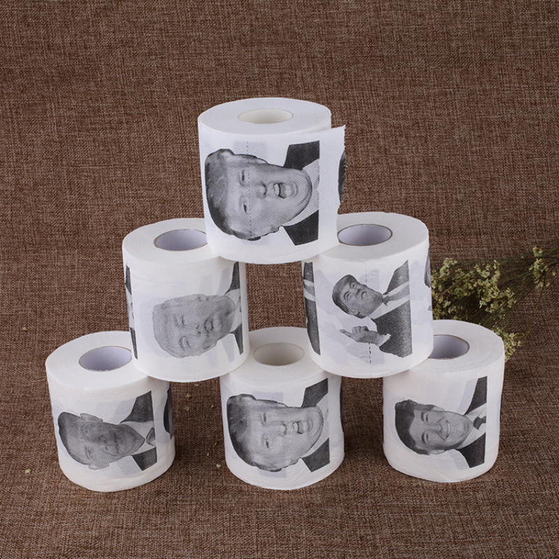 2025 papier toilette humoristique créatif drôle Donald Trump imprimé papier toilette pâte de bois Pure ne se décolore pas salle de bain rouleau de papier
