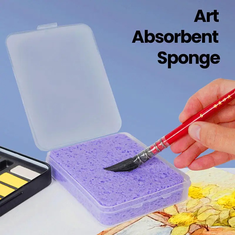 Conjunto de Esponjas Mágicas de Algodão para Pintura: Esponja Absorvente de Água para Desenho e Pincel de Aquarela