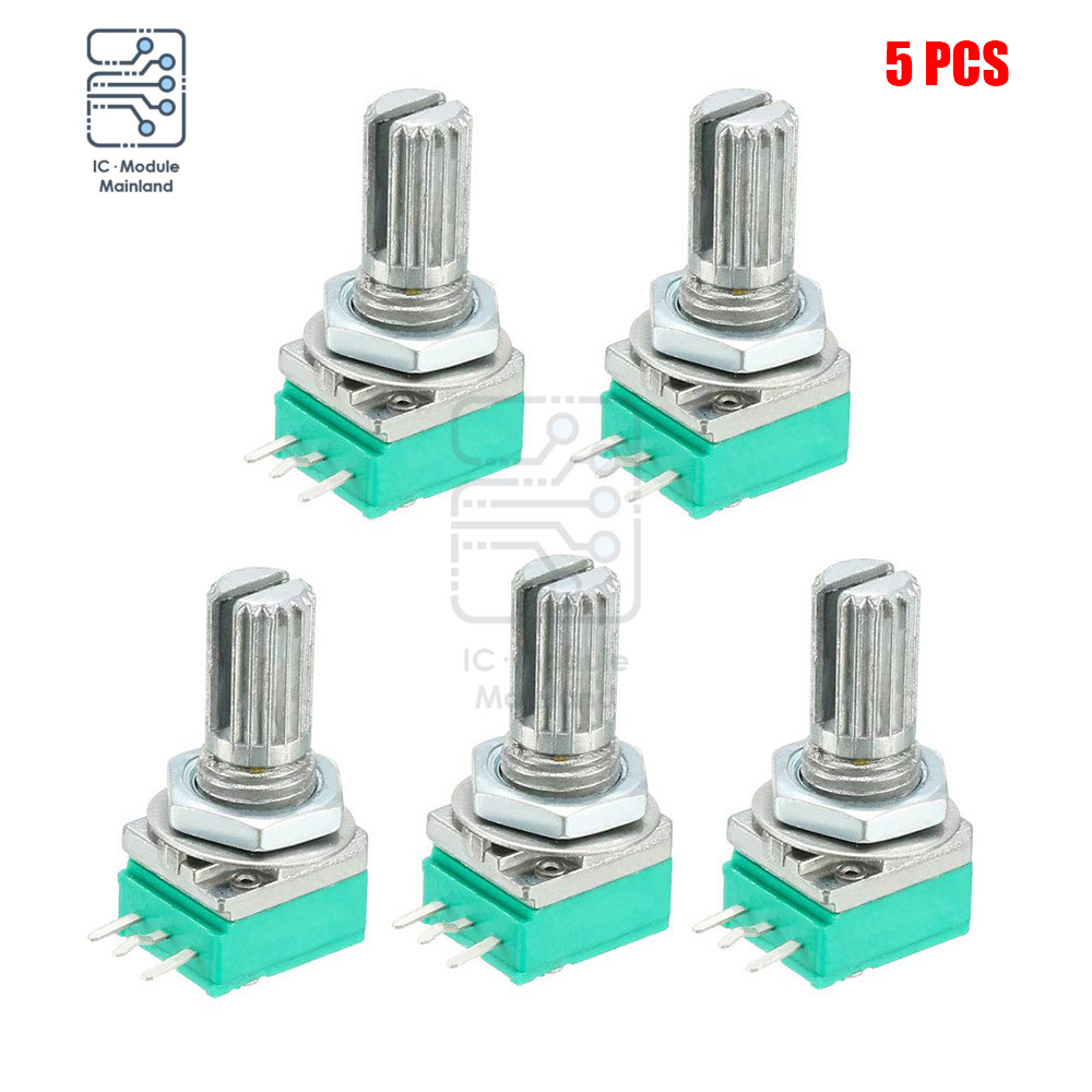 Potenciómetro de 3 pines tipo B 5K 10K B20K B50K B100K B500K ohm, eje moleteado de giro, potenciómetro rotativo lineal único, 6mm, 5 piezas