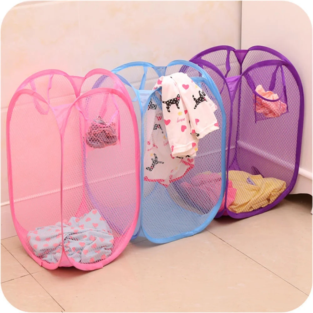 Cesta plegable para almacenamiento de ropa sucia, cesta de malla para el hogar, cesta de almacenamiento de Juguetes