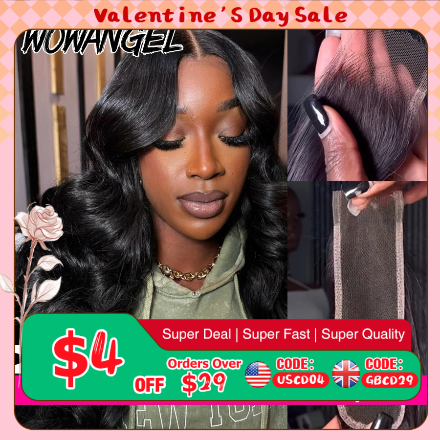 2x6 HD ปิดลูกไม้เท่านั้น Body Wave Human Hair Pre Plucked Skinlike Deep Parting Kim K ปิดที่มองไม่เห็นสวิสลูกไม้ Remy ผม