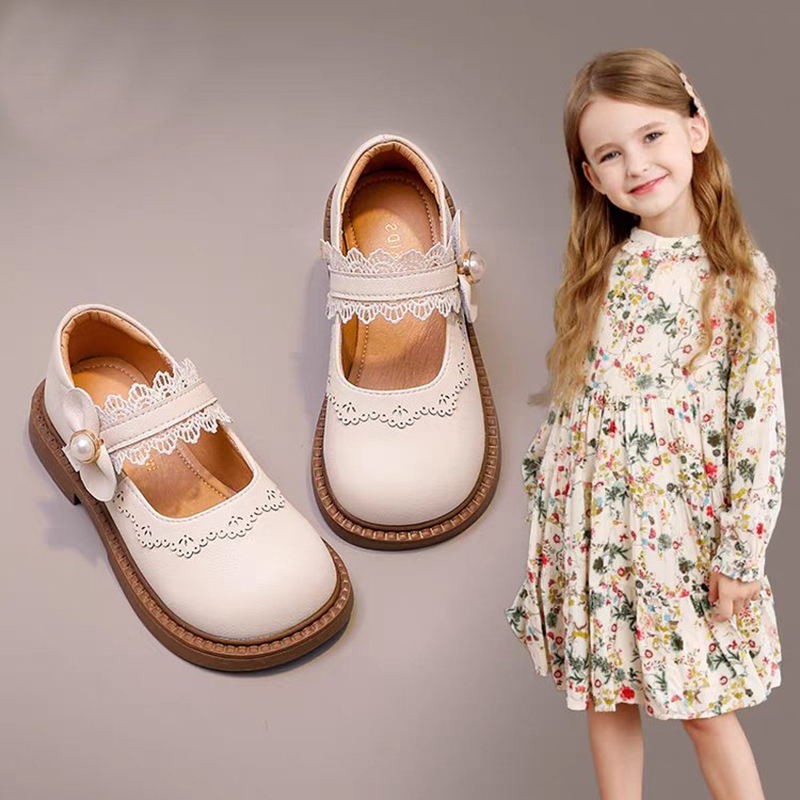 Meninas sapatos de couro pequenos tamanho 23-36 fundo macio sapatos únicos das crianças bege moda versátil sapatos de bebê das crianças