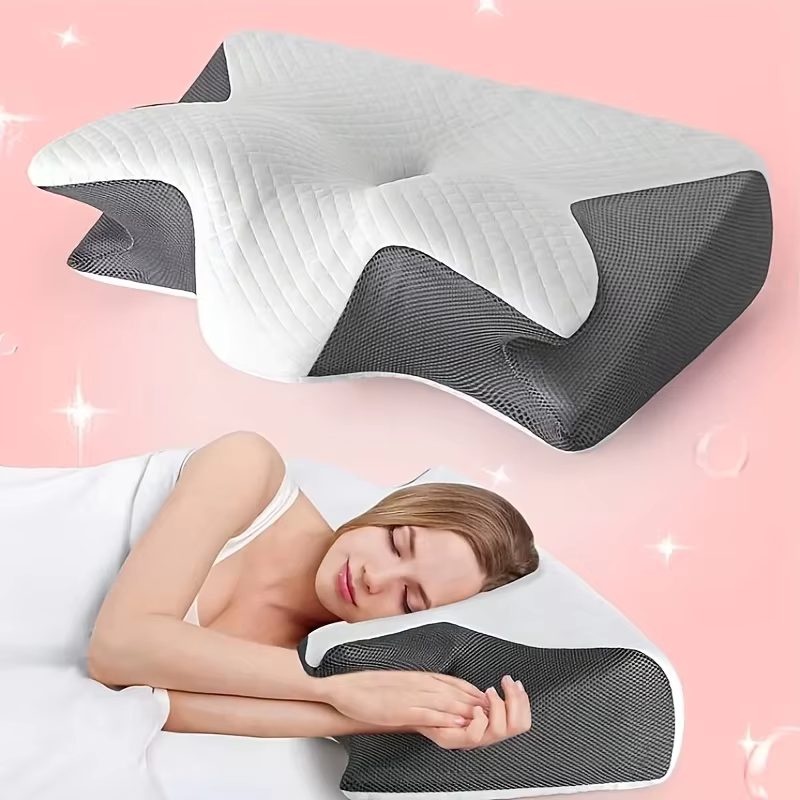 Nouvel oreiller ergonomique 2 en 1 en mousse à mémoire de forme, aide au sommeil, protège le cou, oreiller cervical orthopédique de voyage pour dormir à la maison