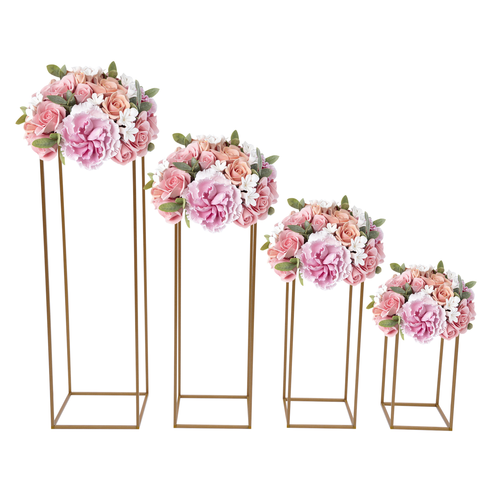 4Pcs Hochzeit Blumenständer Set Gold Metall Säule Rack Hochzeit Party Prop Dekor Boden Ballon Display Halter (40/60/80/100cm)