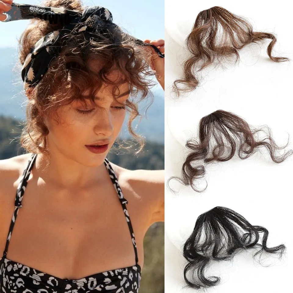 ファッション偽エア前髪ヘアエクステンションコミックスタイルフリンジナチュラルふわふわクリップカーリー前フリンジヘアエクステンションウィッグピース