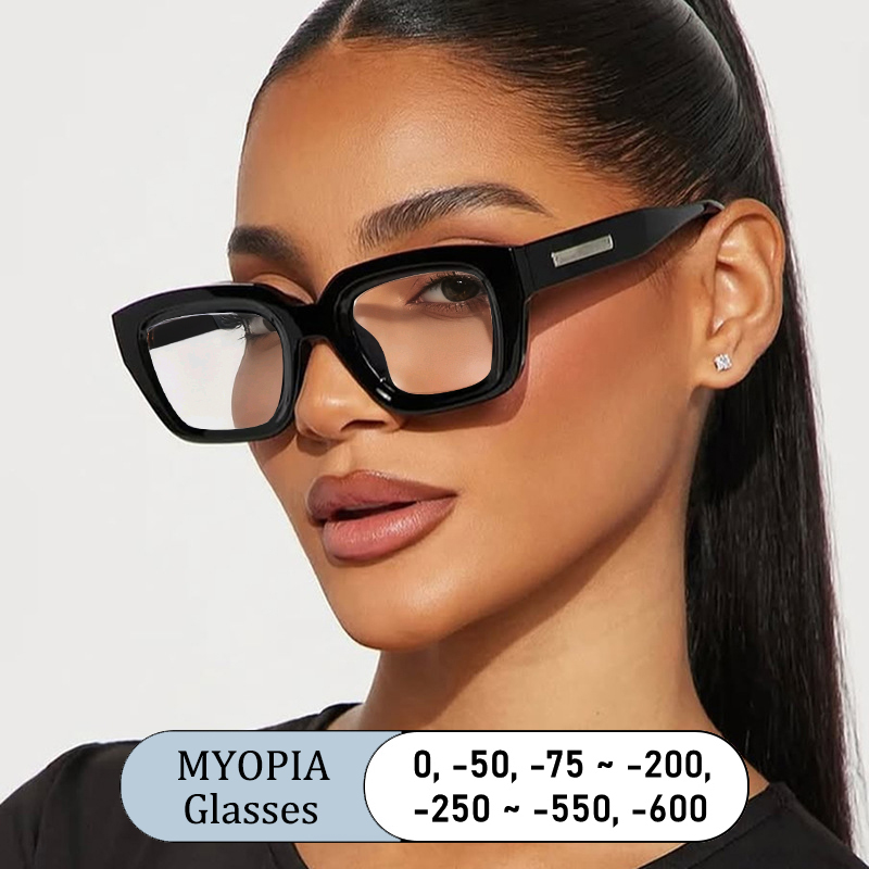 Occhiali da vista per miopia da uomo con montatura quadrata spessa di design di marca Occhiali da vista per miopia anti luce blu da donna