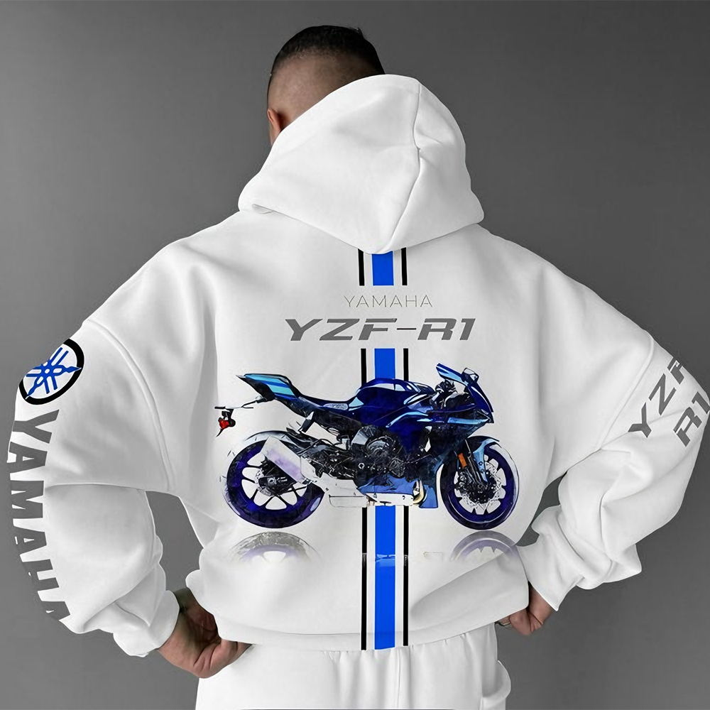 2026 lente zomer nieuwe motorfiets Yamaha R1 katoen oversized hoodie heren dames comfortabele casual en modieuze sportkleding