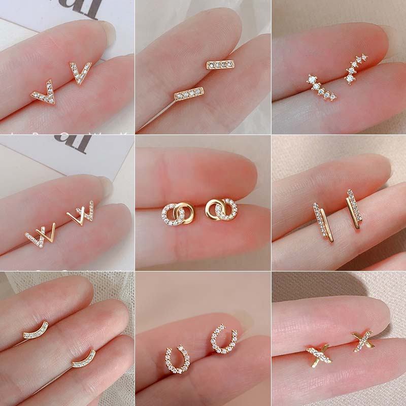 Pendientes geométricos de Color dorado y plateado para mujer, aretes pequeños sencillos y bonitos, joyería brincos coreanos, 2022