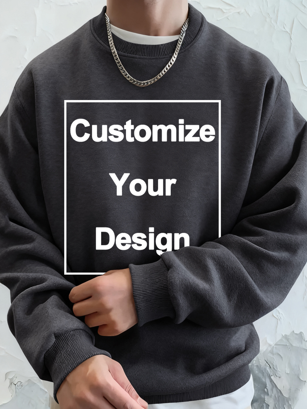 Inverno personalizado moletom masculino crewneck hoodies diy logotipo/gráfico topos rua velo quente solto pullovers roupas masculinas casuais