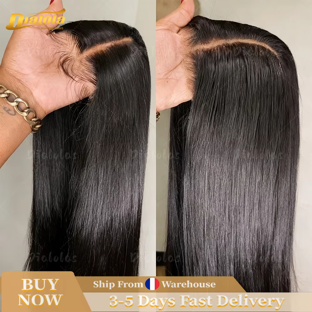 Peruca de Cabelo Humano Brasileiro 5x5 4x4, Pronta para Usar, Sem Cola, com Fechamento Frontal de Renda, Pré-arrancada, para Mulheres Negras