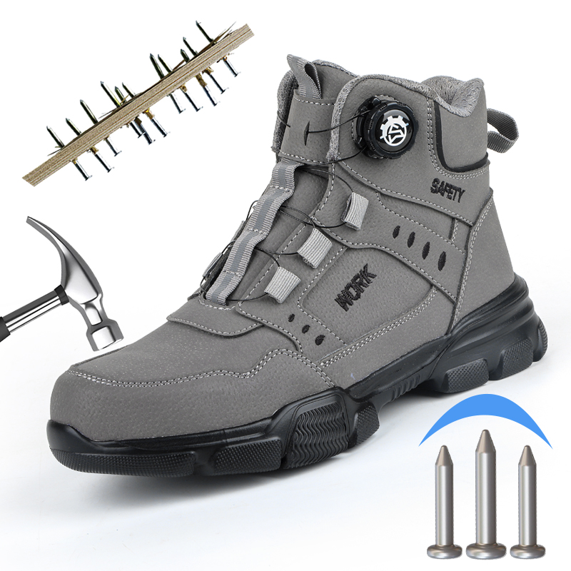 Steel Toe Safety Shoes Men Anti-puncture Work Boots Non-slip Wear Resistant Industrial Protective Labor Shoes Breathable Safety