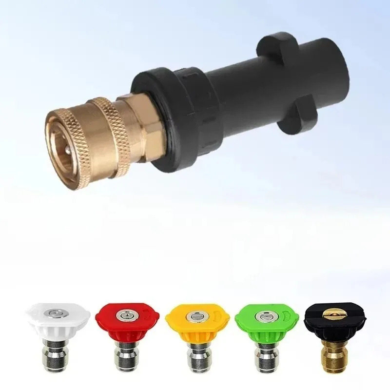 Karcher K2-K7 hogedrukreinigeradapter met 5-kleuren snelkoppelingsproeiers en schuimkanon