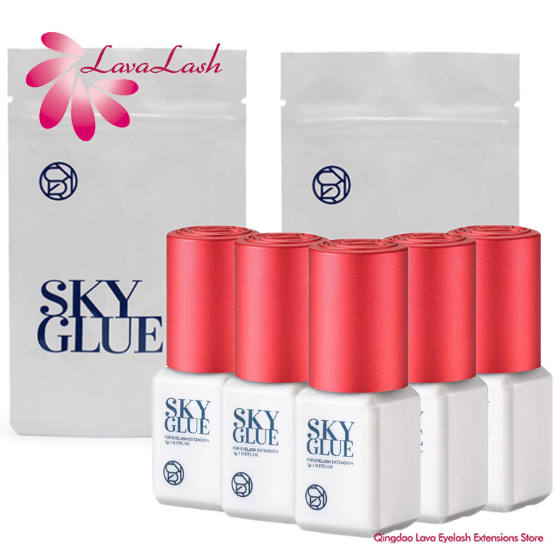 10 Butelek Kleju SKY do Przedłużania Rzęs Korea 5ml Czarny Czerwony Niebieski Korek Kosmetyki Zdrowie Makijaż Narzędzia Klej do Rzęs