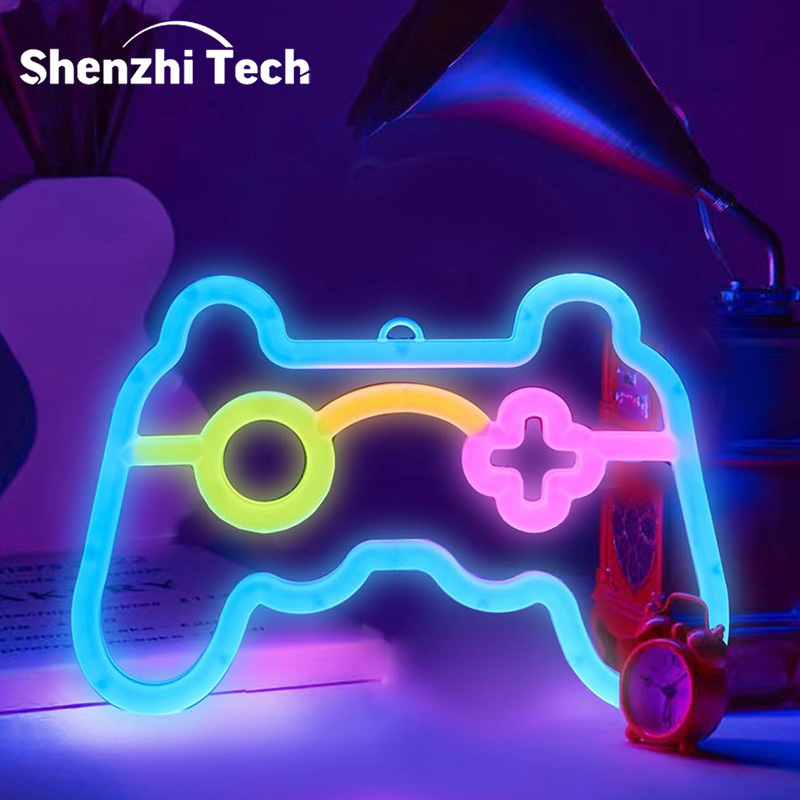 LED-Gamecontroller-Neon-Schild aus bruchsicherem PVC-Material – Umgebungsbeleuchtung für Gaming-Zimmer, Streaming-Hintergrund und Feiertage