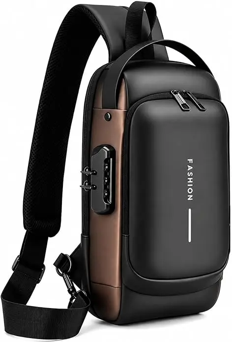 Sling Bag for Men Women Theft Crossbody Backpack with USB Charging Port Waterproof Chest Bag with Password Lock