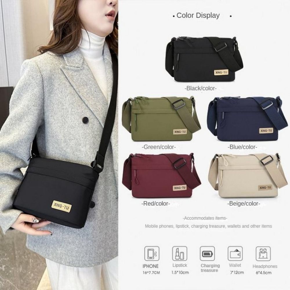 Bolso cruzado Oxford de moda, bolso de hombro de gran capacidad de color sólido, bolso mensajero con diseño de múltiples cremalleras de alta calidad para mujeres y hombres