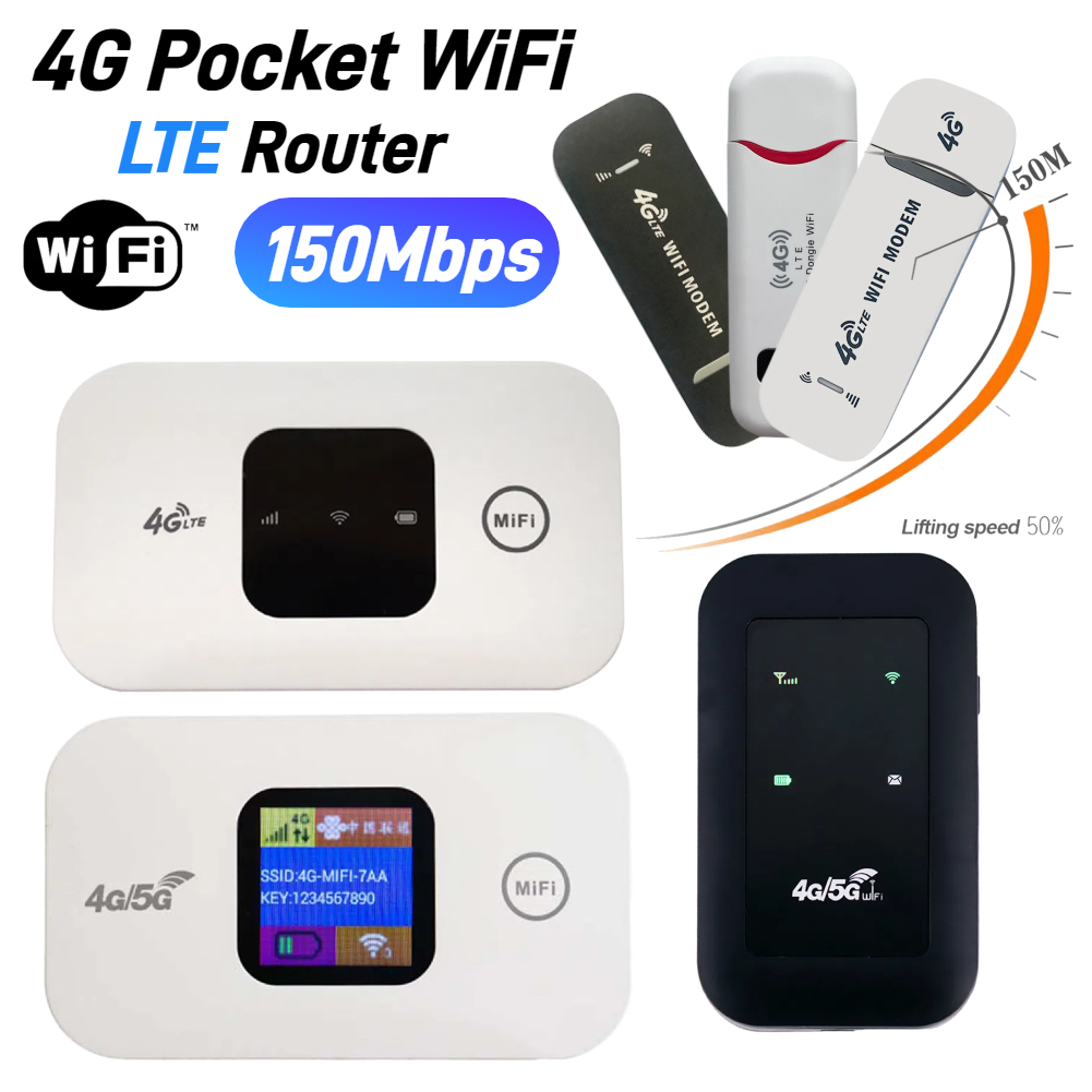 ポータブルポケットwifiルーター、モバイルホットスポット、ワイヤレスモデム、SIMカードスロット、広いカバレッジ、4g、150mbps