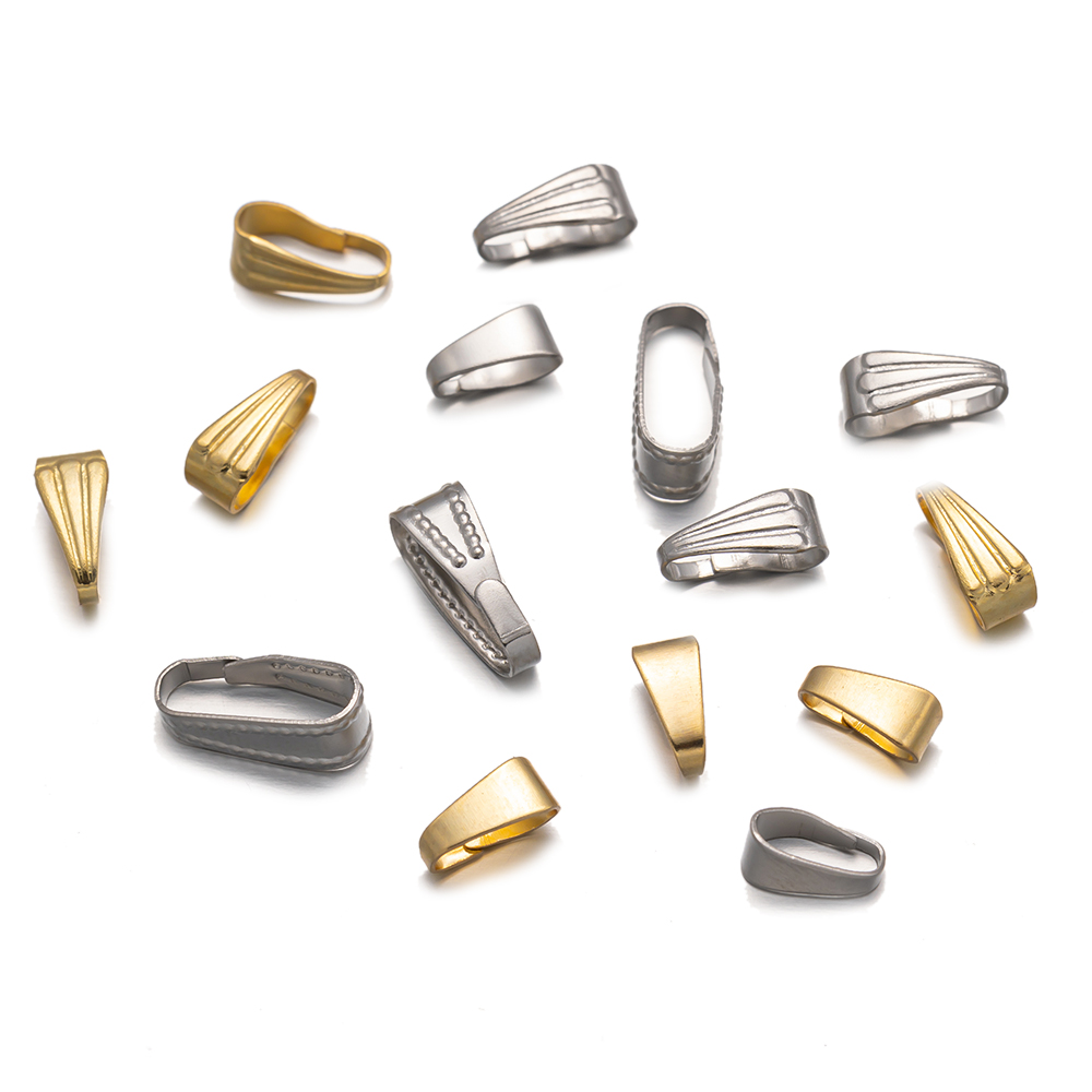 50 teile/los Edelstahl Anhänger Clips Prise Bail Verschluss Anschlüsse für DIY Halskette Haken Schmuck machen Suche Zubehör