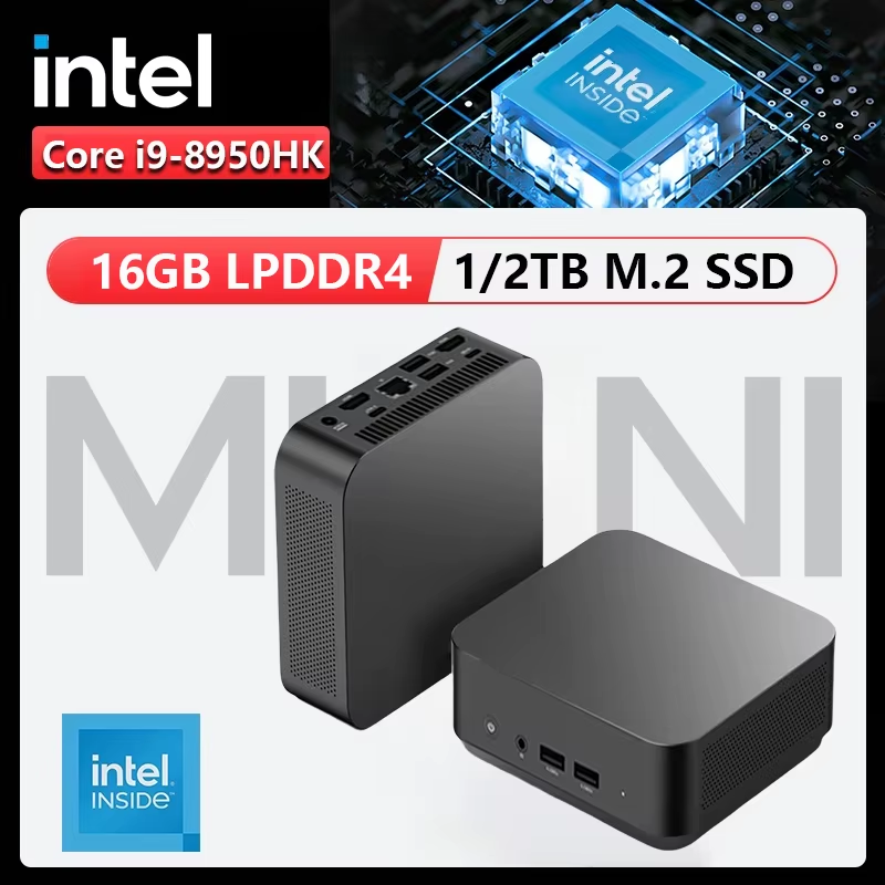Mini PC con Windows 11, Intel Core i9 8950HK, 16GB de RAM, 1TB SSD, WIFI 6, BT5.2, 4K HD, Mini PC para juegos, oficina y estudio.