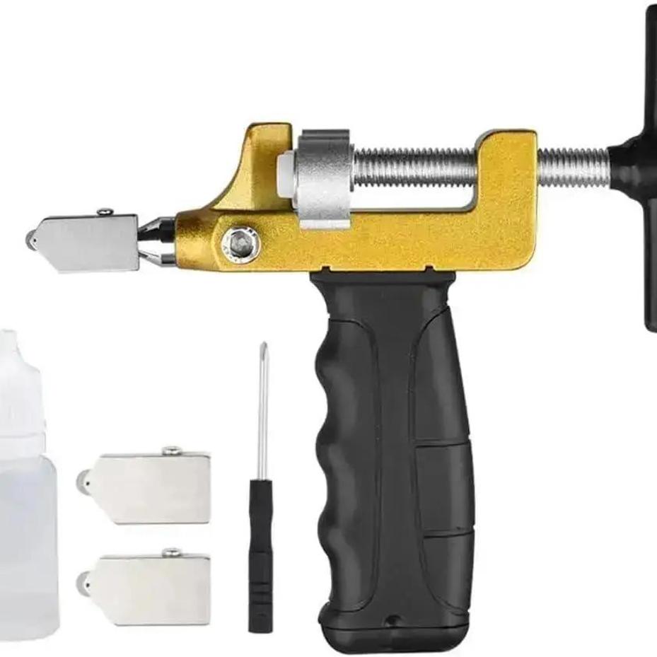1 piezas 2 en 1 Herramientas manuales de corte de azulejos de vidrio con 2 cuchillas de acero de tungsteno para cortar azulejos cerámicos de vidrio azulejos acristalados