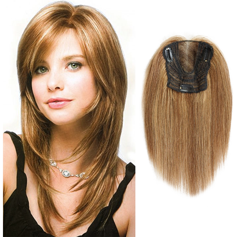 P4/27 Steil Haar Clip In Haar Topper Verlenging Menselijk Haar Zwitserse Kant Topper Voor Vrouwen Toupet Haarstuk Pruik 12X13Cm Top Pruik