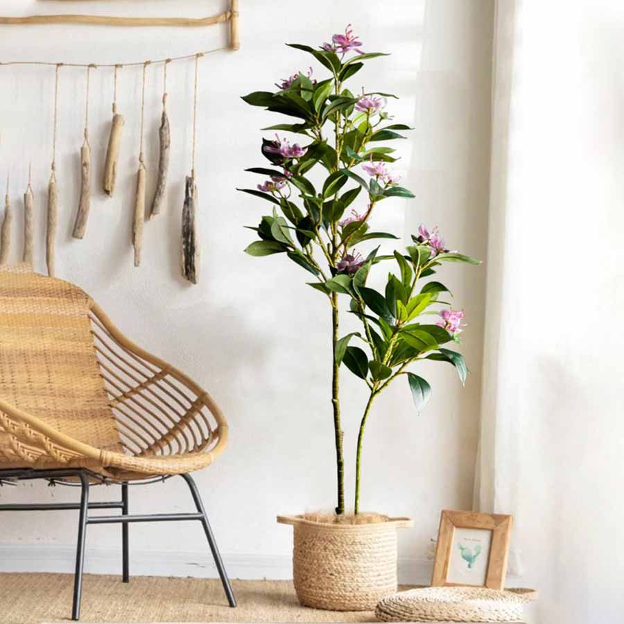 80/120cm Tropikalny Sztuczny Ficus Duże Rośliny Banyan Plastikowy Skrzypce Fig Tree Branch Faux Magnolia Tree For Home Garden Decor