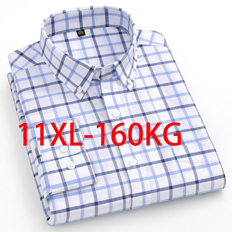 La nouvelle chemise pour hommes surdimensionnée en tissu Oxford 10XL et 11XL est 100% pur coton, à la mode, décontractée et d'affaires sans repassage