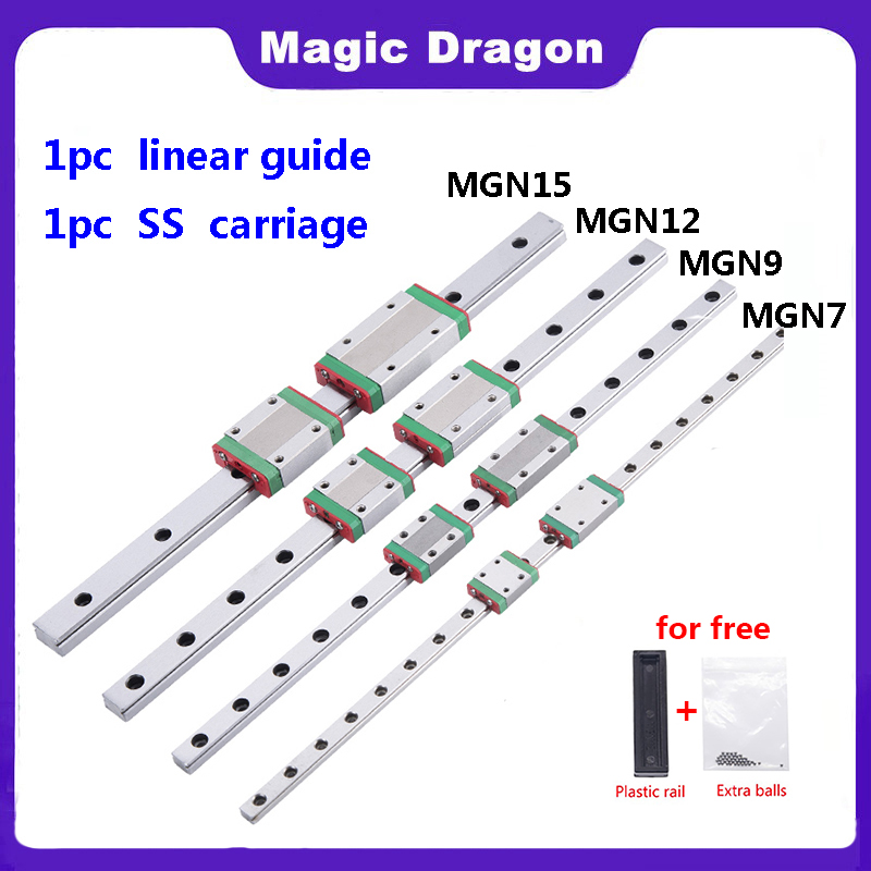 MGN7 MGN12 MGN15 MGN9 L von 100mm bis 1000mm Miniatur-Linearführungsschiene 1 Stück MGN Linearführung + 1 Stück MGN Wagen 3D-Drucker-Ersatzteil