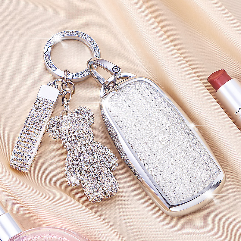 Étui en TPU à motif de diamant blanc pour Chery JAECOO J7 J8 TIGGo 8PRO OMODA 5, housse de clé de voiture intelligente à distance, sac porte-clés, accessoires