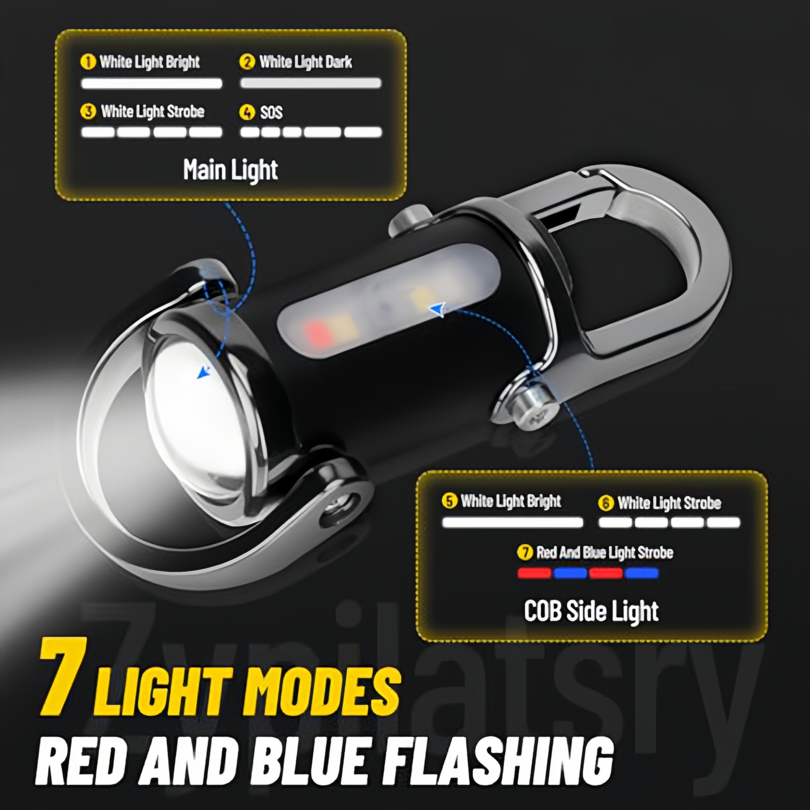 Mini llavero con linterna LED recargable por USB, lámpara de bolsillo portátil impermeable para acampar, llavero, luz colgante, equipo para exteriores