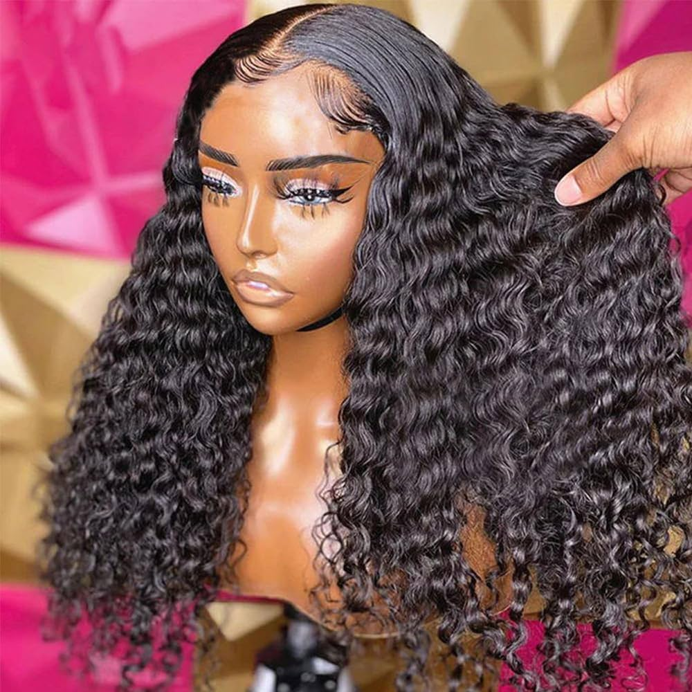 Pelucas de Cabello Humano 100% Rizado Profundo de 30-36 Pulgadas con Densidad del 300%, Pelucas Frontales de Encaje HD 13x6 con Ondas Profundas, Pelucas Brasileñas sin Pegamento