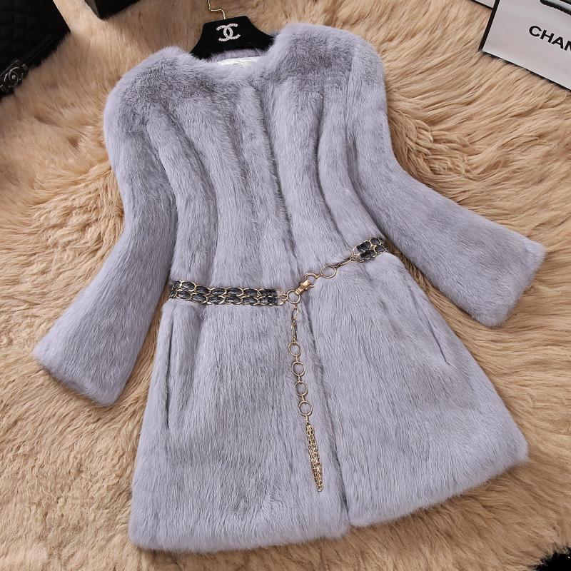 Abrigo de piel de conejo Real para mujer, chaqueta Parker, 75cm, invierno, nuevo, 2022