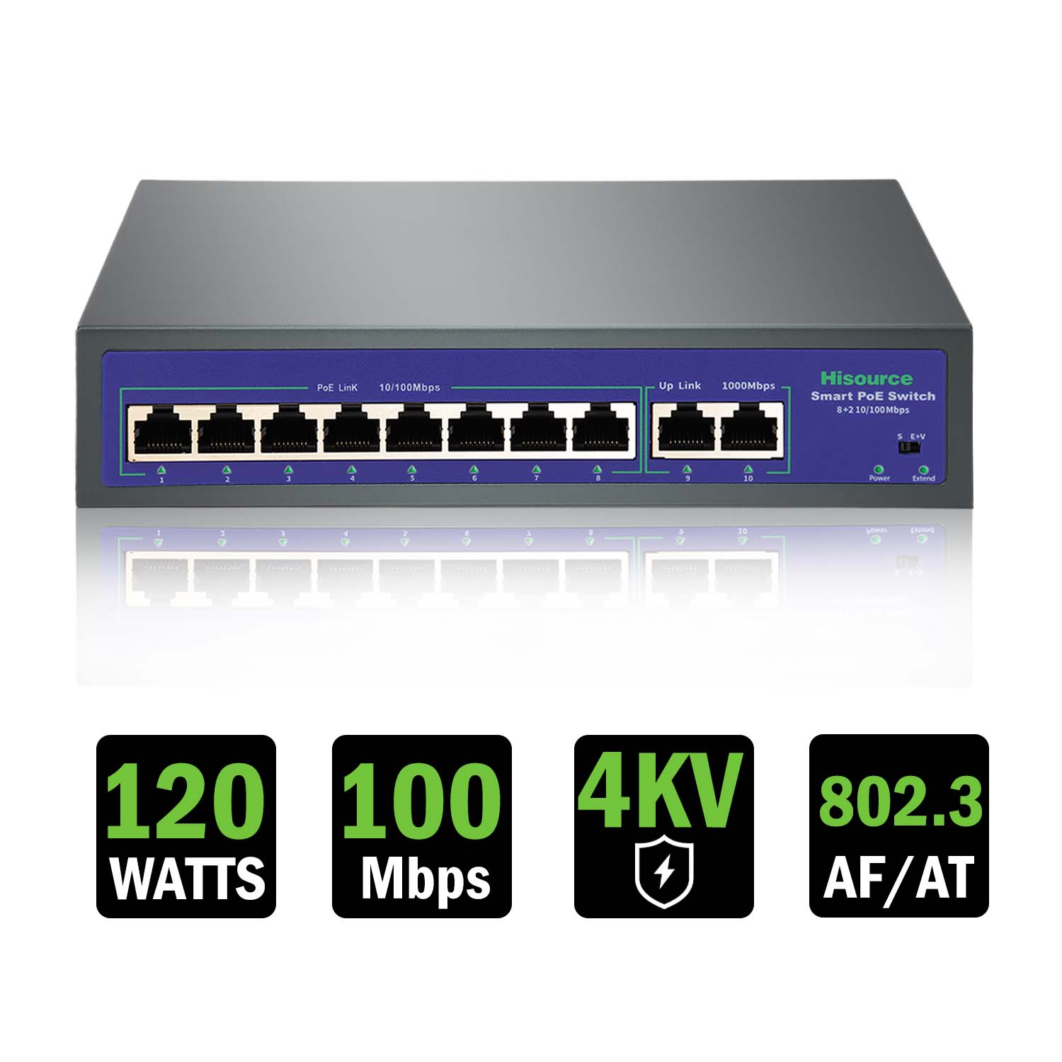 4 6 8 9 ポート 10/100Mbps イーサネット高速スイッチハイパワー 120W POE スイッチ IEEE 802.3af/at IP カメラ用 VLAN 付き